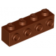 LEGO kocka 1x4 oldalán négy bütyökkel, vörösesbarna (30414)
